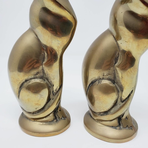 Mid-Century Brass Pair of Cat Statue Home Decor - Picture 7 of 7